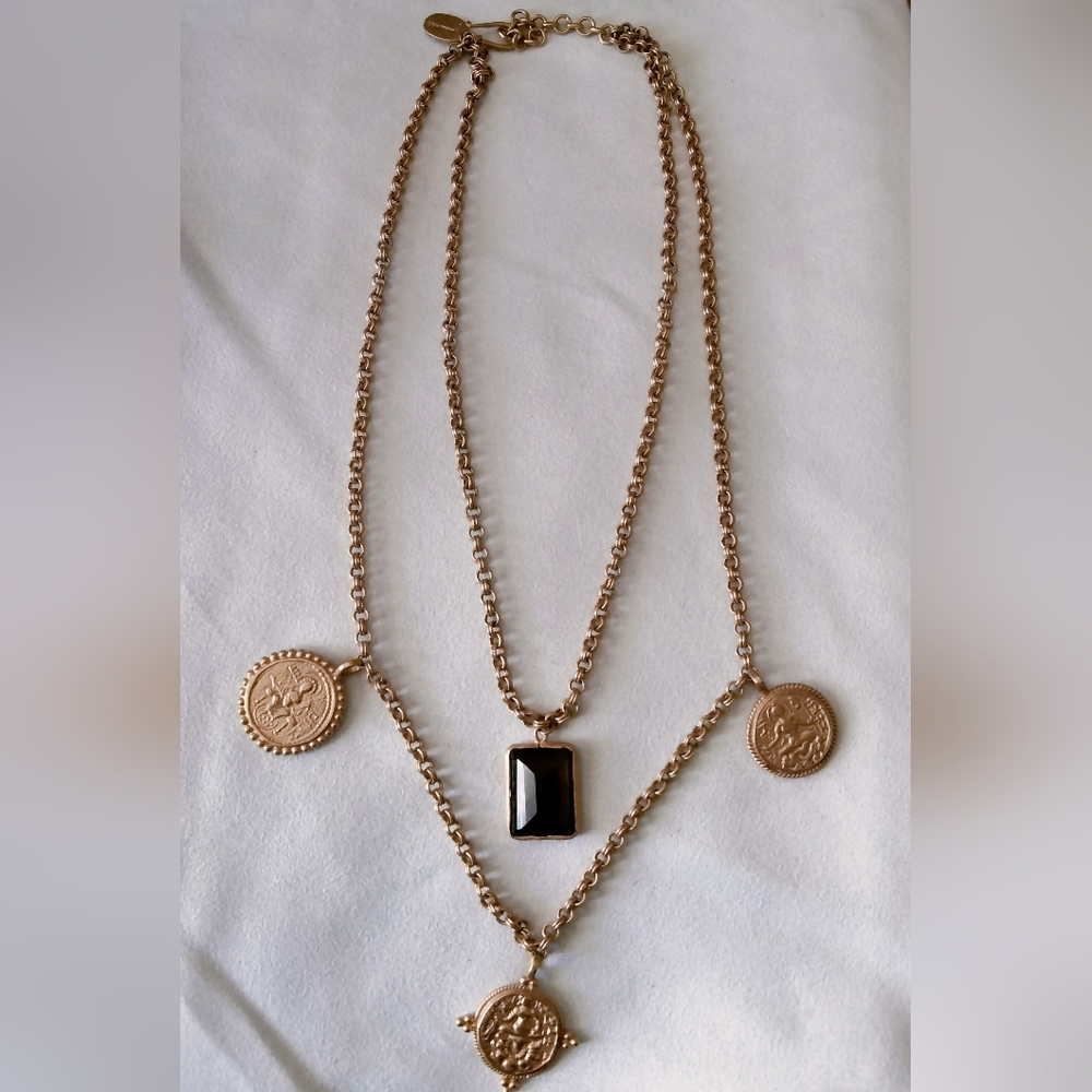 Julie Vos Dual Layered 24k Gold Plated Gold Medallion and Smokey Quartz Necklace - Picture 11 of 11